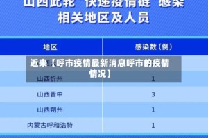 近来【呼市疫情最新消息呼市的疫情情况】