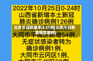 北京今日新增本土31例(北京今日新增报告病例)