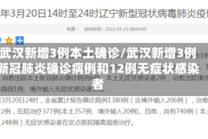 武汉新增3例本土确诊/武汉新增3例新冠肺炎确诊病例和12例无症状感染者