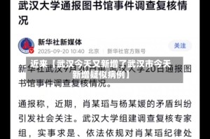近来【武汉今天又新增了武汉市今天新增疑似病例】