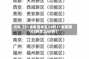 近来【31省新增本土38例31省新增103例本土88例】