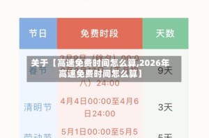 关于【高速免费时间怎么算,2026年高速免费时间怎么算】