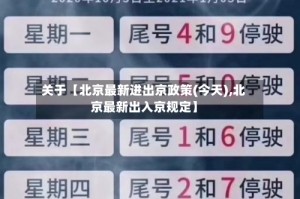关于【北京最新进出京政策(今天),北京最新出入京规定】