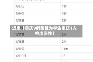 近来【重庆9例阳性为学生重庆1人检出阳性】