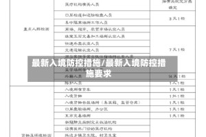 最新入境防控措施/最新入境防控措施要求