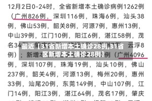 最近【31省新增本土确诊28例,31省区新增本土确诊28例】