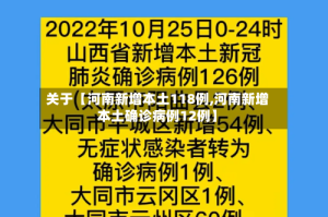 关于【河南新增本土118例,河南新增本土确诊病例12例】
