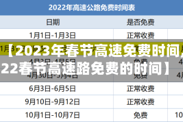 关于【2023年春节高速免费时间,2022春节高速路免费的时间】