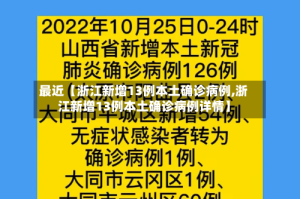 最近【浙江新增13例本土确诊病例,浙江新增13例本土确诊病例详情】