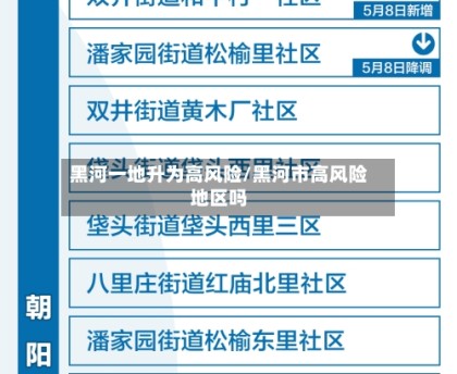 黑河一地升为高风险/黑河市高风险地区吗