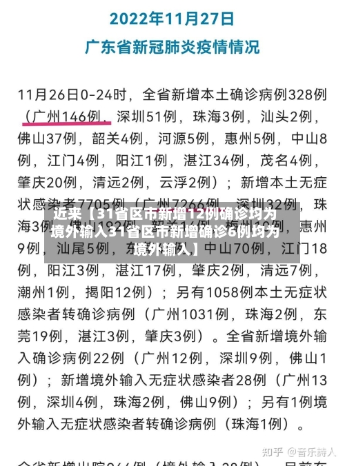 近来【31省区市新增12例确诊均为境外输入31省区市新增确诊6例均为境外输入】-第1张图片