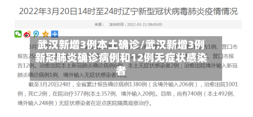 武汉新增3例本土确诊/武汉新增3例新冠肺炎确诊病例和12例无症状感染者-第1张图片