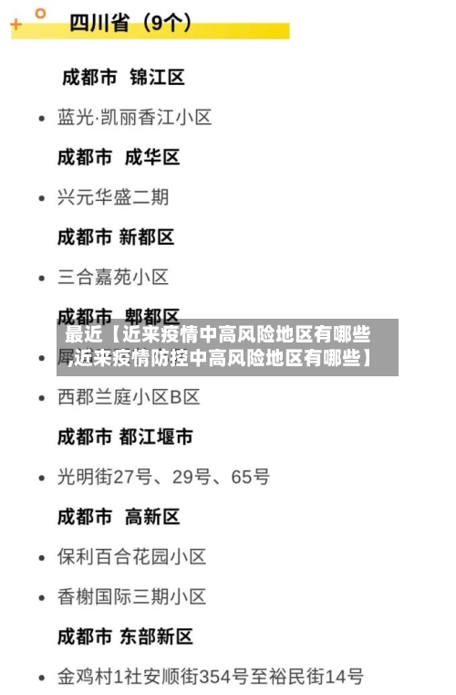 最近【近来疫情中高风险地区有哪些,近来疫情防控中高风险地区有哪些】-第1张图片