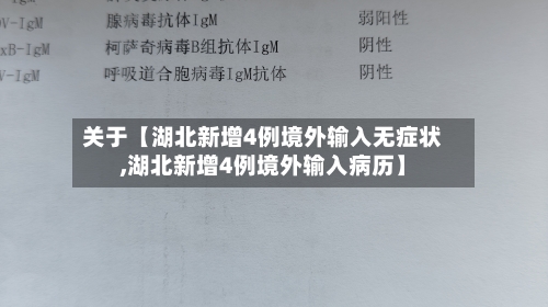 关于【湖北新增4例境外输入无症状,湖北新增4例境外输入病历】-第1张图片