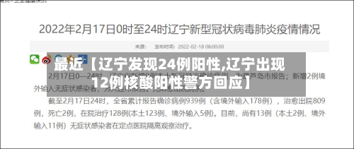 最近【辽宁发现24例阳性,辽宁出现12例核酸阳性警方回应】-第3张图片
