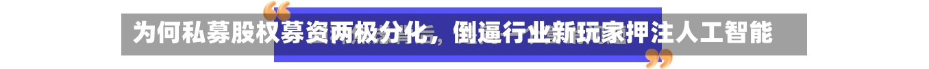 为何私募股权募资两极分化,倒逼行业新玩家押注人工智能